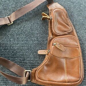 Brown Faux Leather Backpack Crossbody Bag